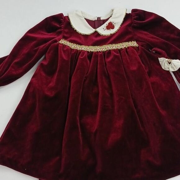 Good Lad Girls 24M Vintage Dress Red Velvet Holiday Christmas Party Outfit - Picture 3 of 6